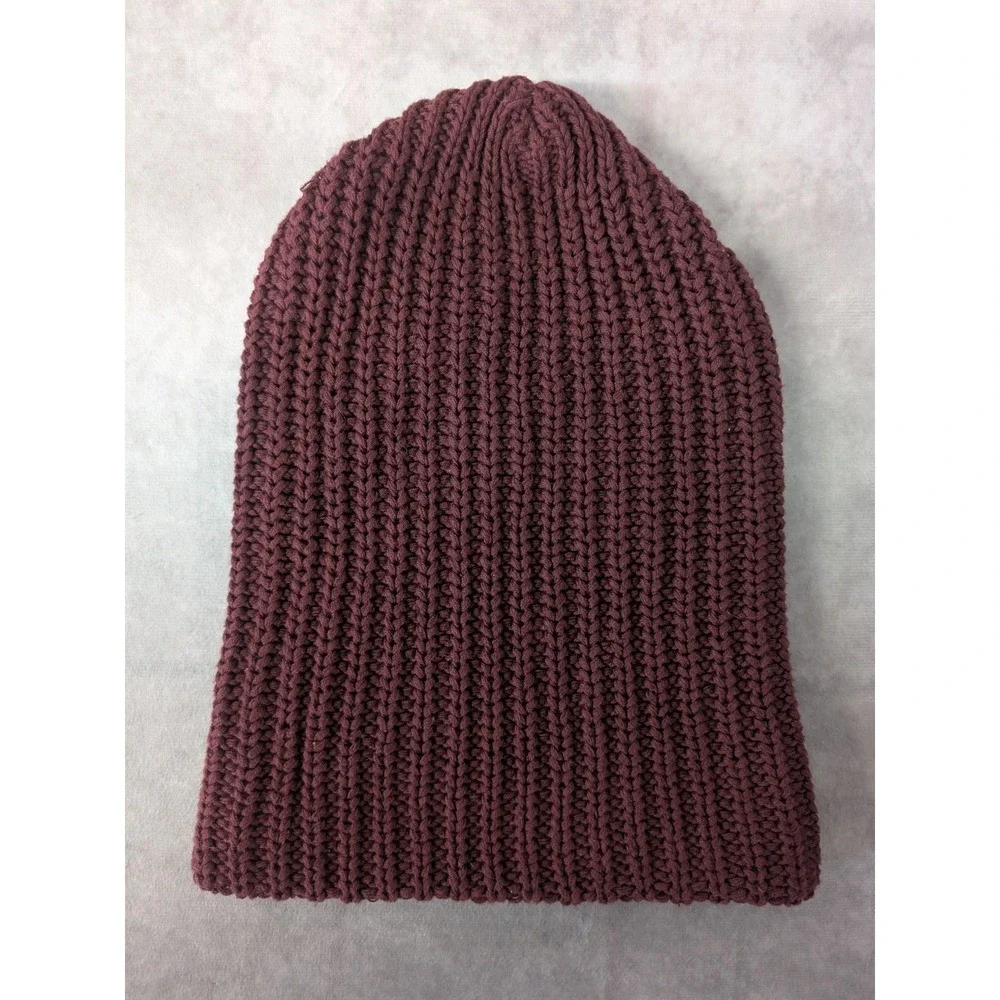 Love Your Melon Unisex Beanie Cozy Knit Cotton‎ Burgundy OS Brown Leather